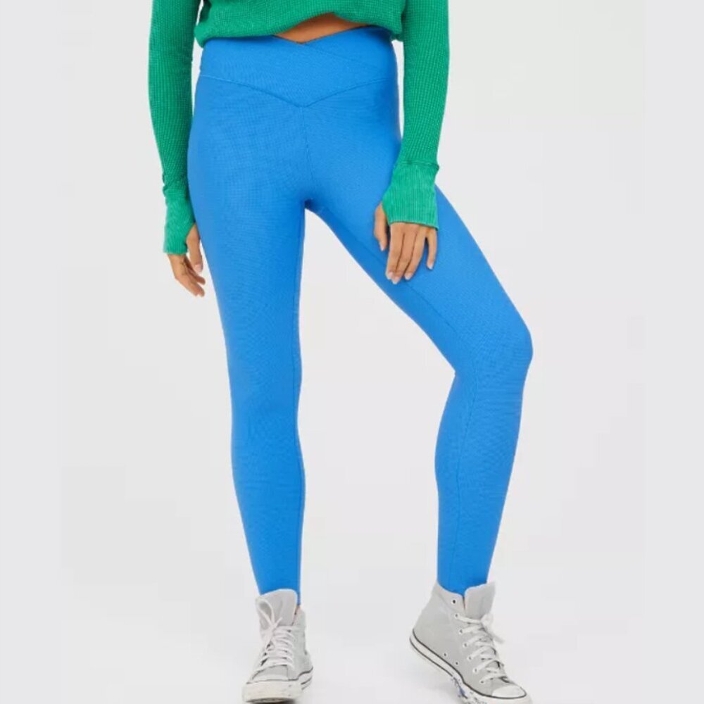 AERIE | OFFLINE Real Me Waffle High Waisted Crossover 7/8 Legging | Sz. S